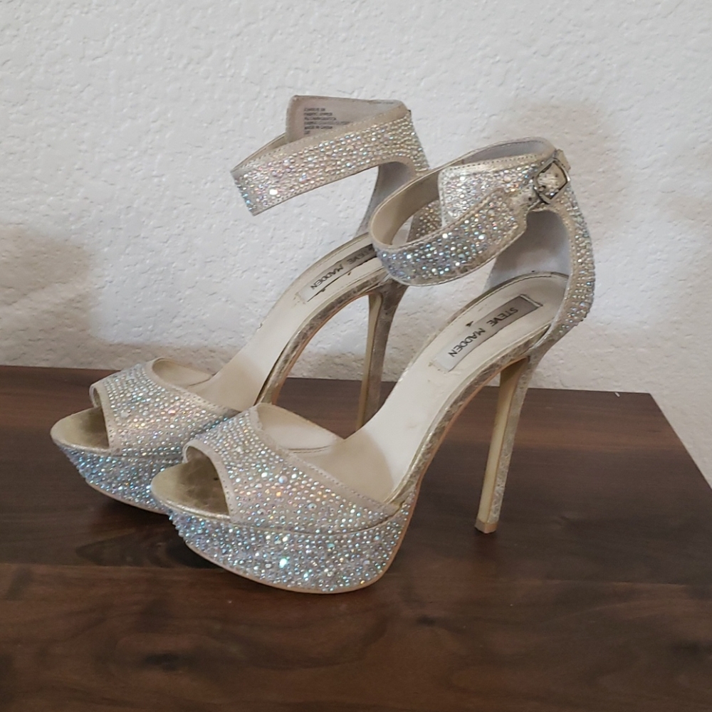 Steve Madden Silver Rhinestone Heels